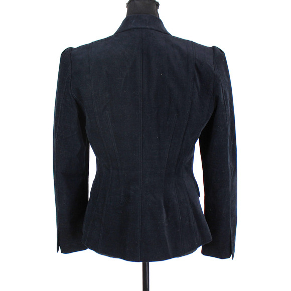 Theory Shrunken Velvet Jacket Black Denim Single Breasted Blazer Size 10 - Picture 5 of 7